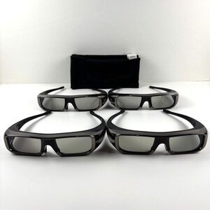 Lot 4 Sony TDG-BR100 3D Glasses Bundle Black Cases Tested